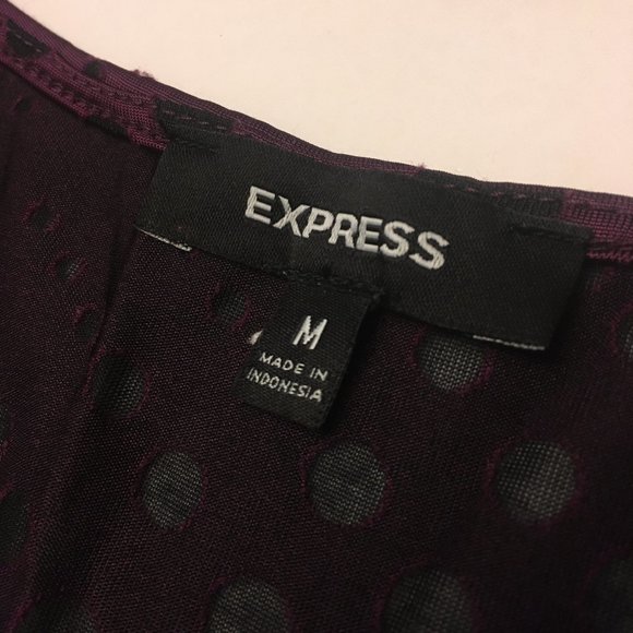 Express Purple Black Hole Polka Dot Blouse - Picture 2 of 4